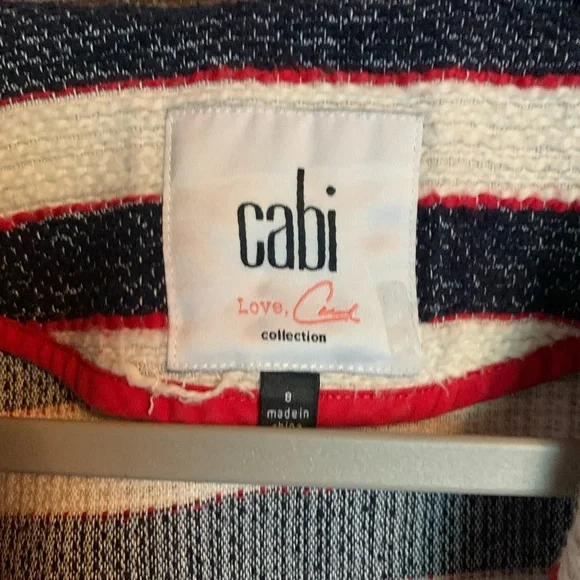 Cabi women’s blazer jacket unlined red cream blue size 8 nautical coastal office - Picture 7 of 17